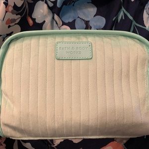bath & body works blue/green cosmetic travel bag
